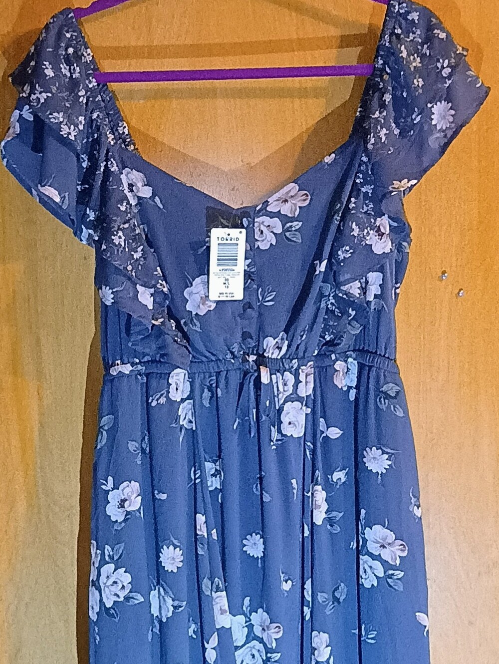 NWT TORRID Grey Floral Ruffle Maxi Dress Sz M/L 10 (Torrid 00)